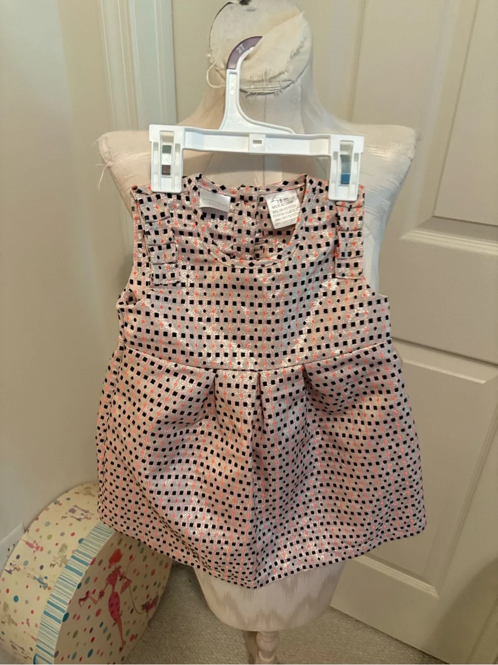 Kardashian Kids Pink Metallic Polka Dot Dress girls 18M new